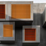 Modern architectural details of a multi-storey residential build