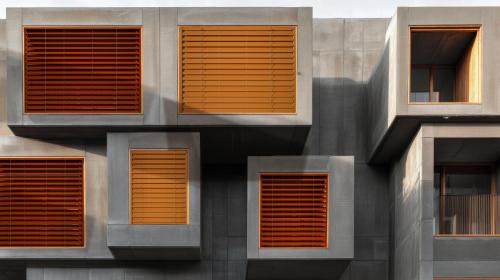 Modern architectural details of a multi-storey residential build